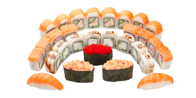 Sets in the Sushi Wok sushi bar. Order at a discount