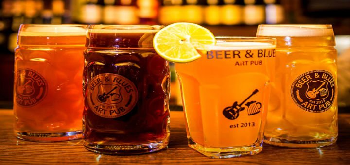разливное пиво собственной пивоварни Beer&Blues Art Pab в Виннице. Заказывайте меню и напитки со скидкой.