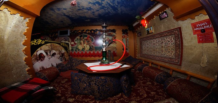 The hall of the restaurant "White Sun of the Desert." Visit by promotion